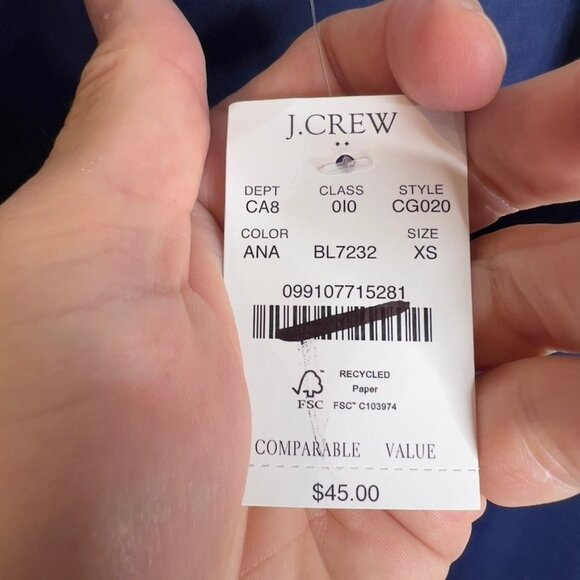 J.Crew $45 Cap-sleeve stretch cotton-blend squareneck tank top Navy Sz XS CG020 - Picture 3 of 6